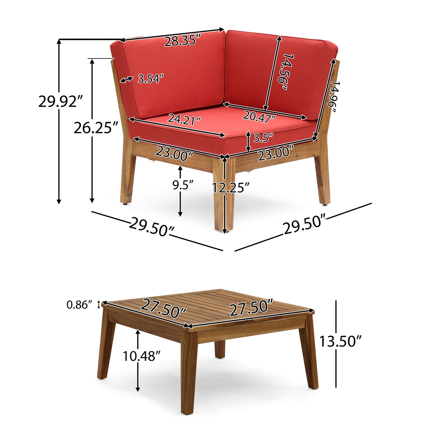 Grenada - Corner And Coffee Table - Red