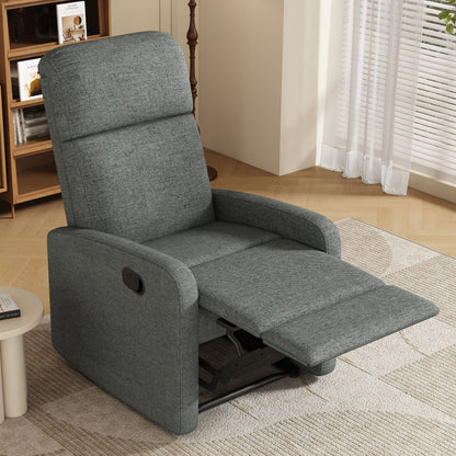 Modern Manual Recliner, Home Theater Chair With Adjustable Backrest For Living Room - Charcoal