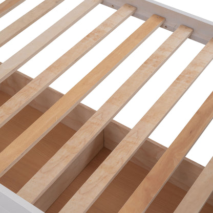 Twin Over Twin Stairway Bunk Bed With Three Drawers For Bedroom - White