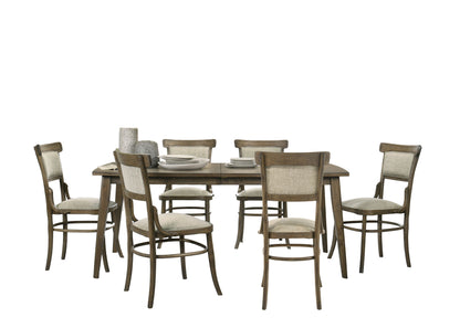 Bistro - 7 Piece Dining Table With Off White Fabric Dining Chairs (Set of 7) - Vintage Walnut