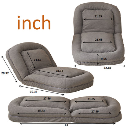 Triple Fold Down Metal Gray Sofa - Gray
