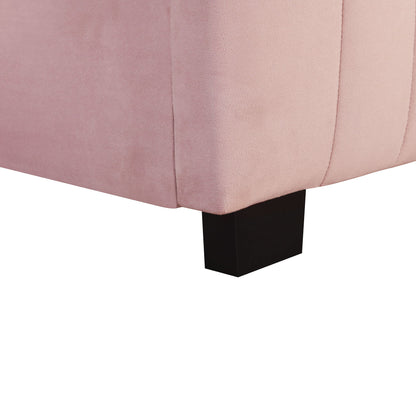 Twin Size Upholstered Platform Bed With Twin Size Trundle - Pink