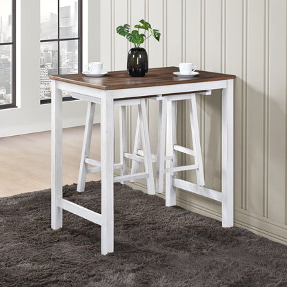 3 Pieces Counter Set Hanging Stool Easy To Clean For Small Space - Antique Dark Oak / Antique White