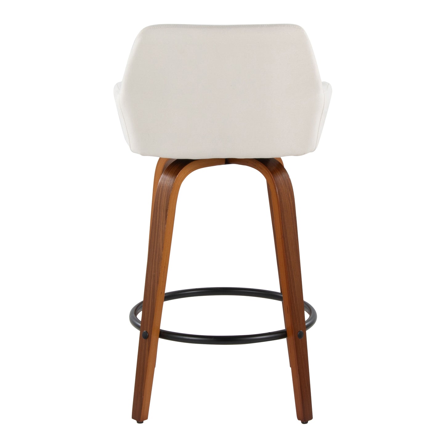 Daniella - Contemporary Fixed Height Counter Stool With Swivel With Round Footrest (Set of 2) - Walnut / Cream