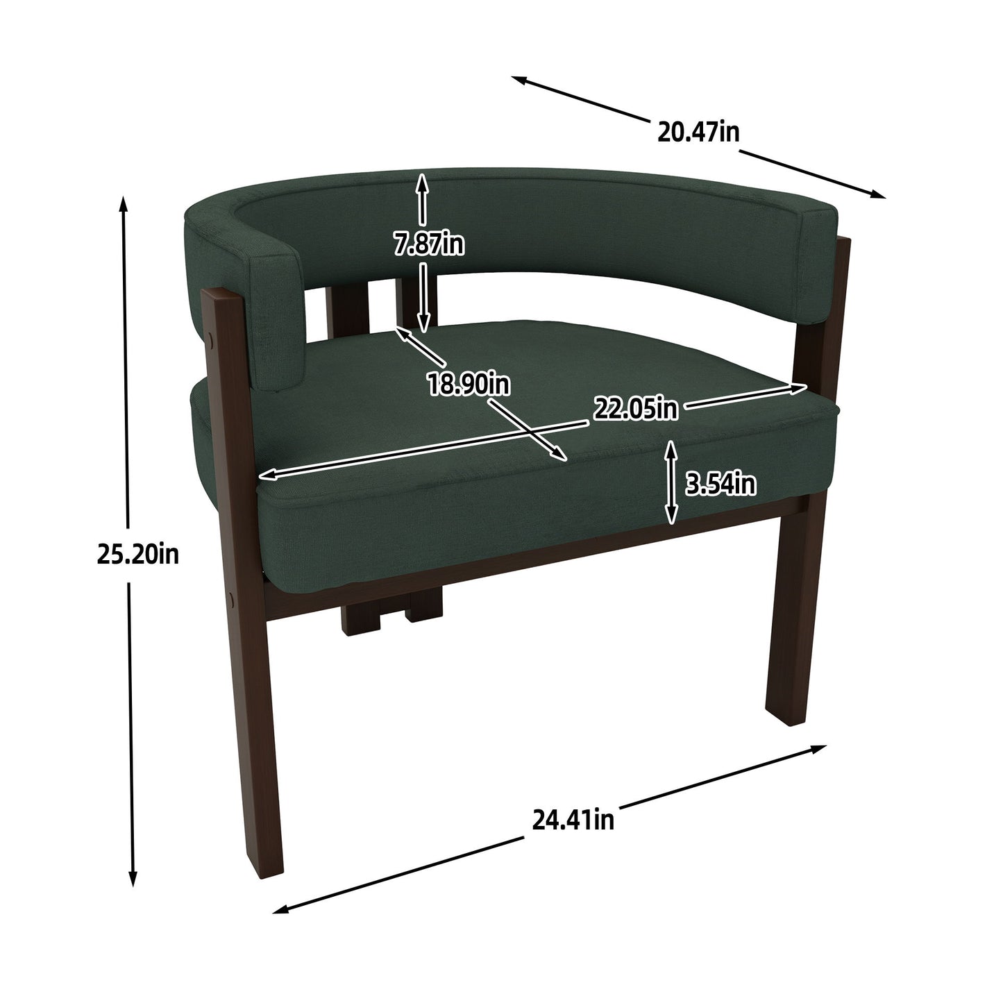 Modern Accent Chair Teddy Upholstered Armchair With Open Back 3 Legs Barrel Dining Chair Comfy Side Chair (Set of 2) - Emerald