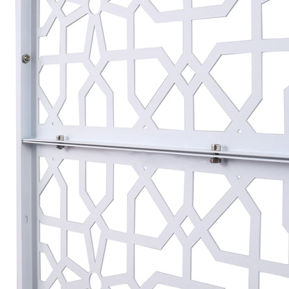 Outdoor & Indoor Metal Privacy Screen Freestanding Decorative Privacy Screen - White