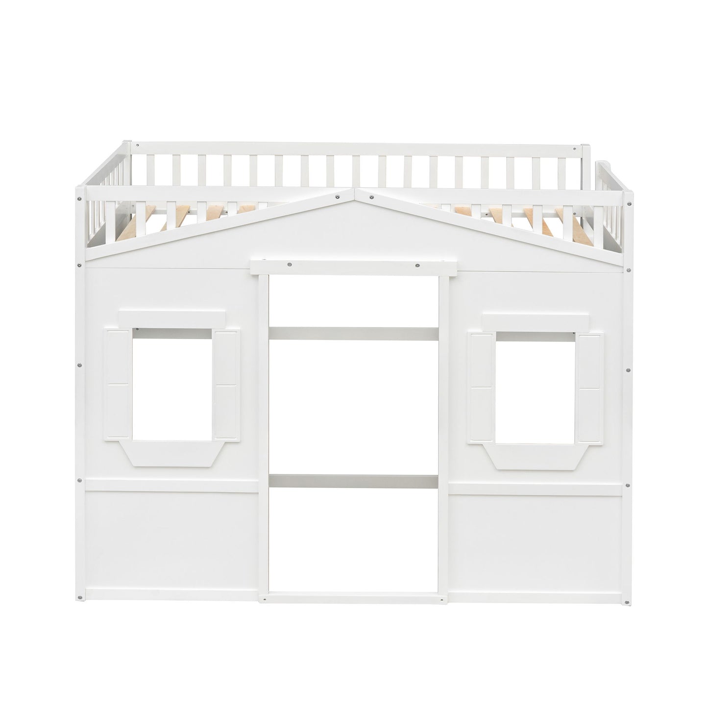 Twin Size House Loft Bed With Ladder - White