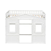 Twin Size House Loft Bed With Ladder - White