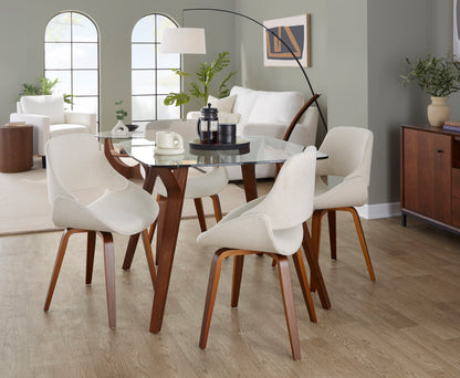 Fabrico - Mid-Century Modern Dining / Chair (Set of 2) - Walnut / Cream