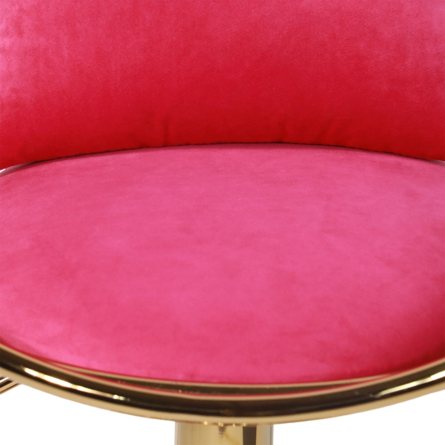 Velvet Bar Chair, Pure Gold Plated, Unique Design, 360 Degree Rotation, Adjustable Height, Suitable For Dining Room And Bar, (Set of 2) - Rose Red