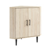 Contemporary 2 Door Mixed-Material Corner Accent Cabinet - Birch