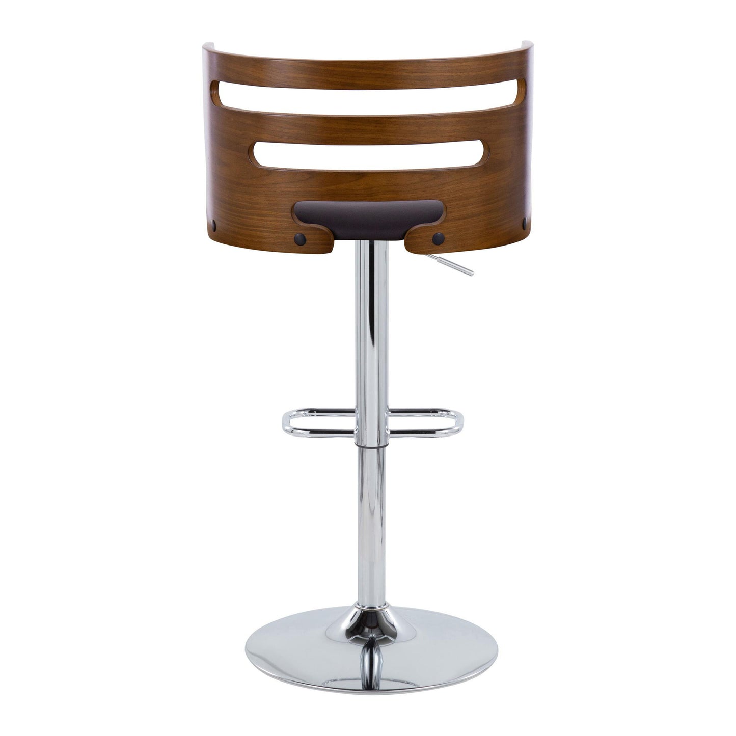 Cosi - Mid-Century Modern Adjustable Barstool With Swivel With Rounded Rectangle Footrest (Set of 2) - Chrome / Brown