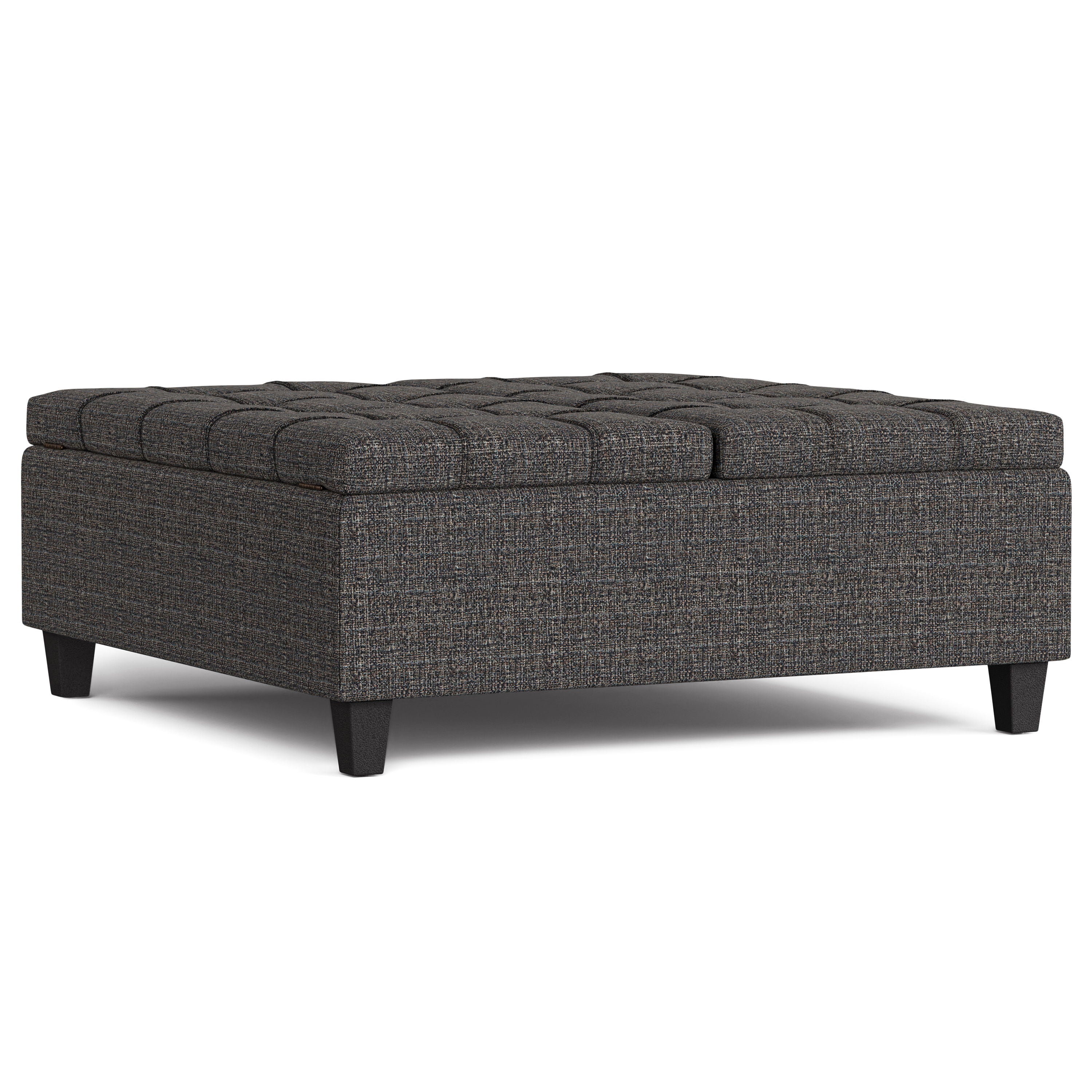 Harrison - Large Square Coffee Table Storage Ottoman - Ebony