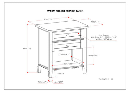 Warm Shaker - Bedside Table - Fog Gray