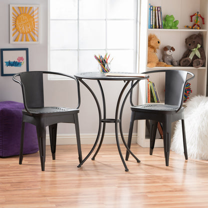 Ambrosia - 3 Piece Bistro Set With Leaf Motifs Top And Seat - Black