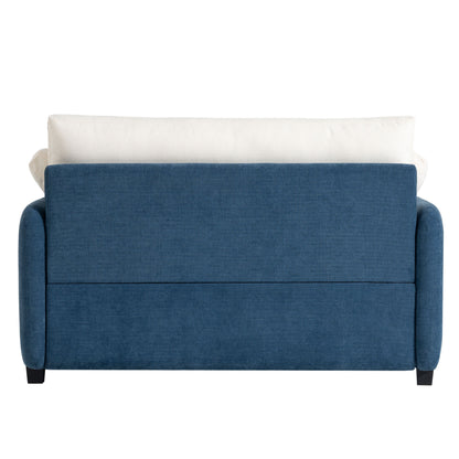 Oversized Single Sofa Chair Wide And Deep Seat, Modern Upholstered Comfy Blocking Couch Lounge With Pillows - Blue / Cream