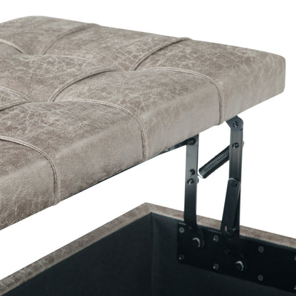 Harrison - Coffee Table Storage Ottoman - Distressed Gray Taupe