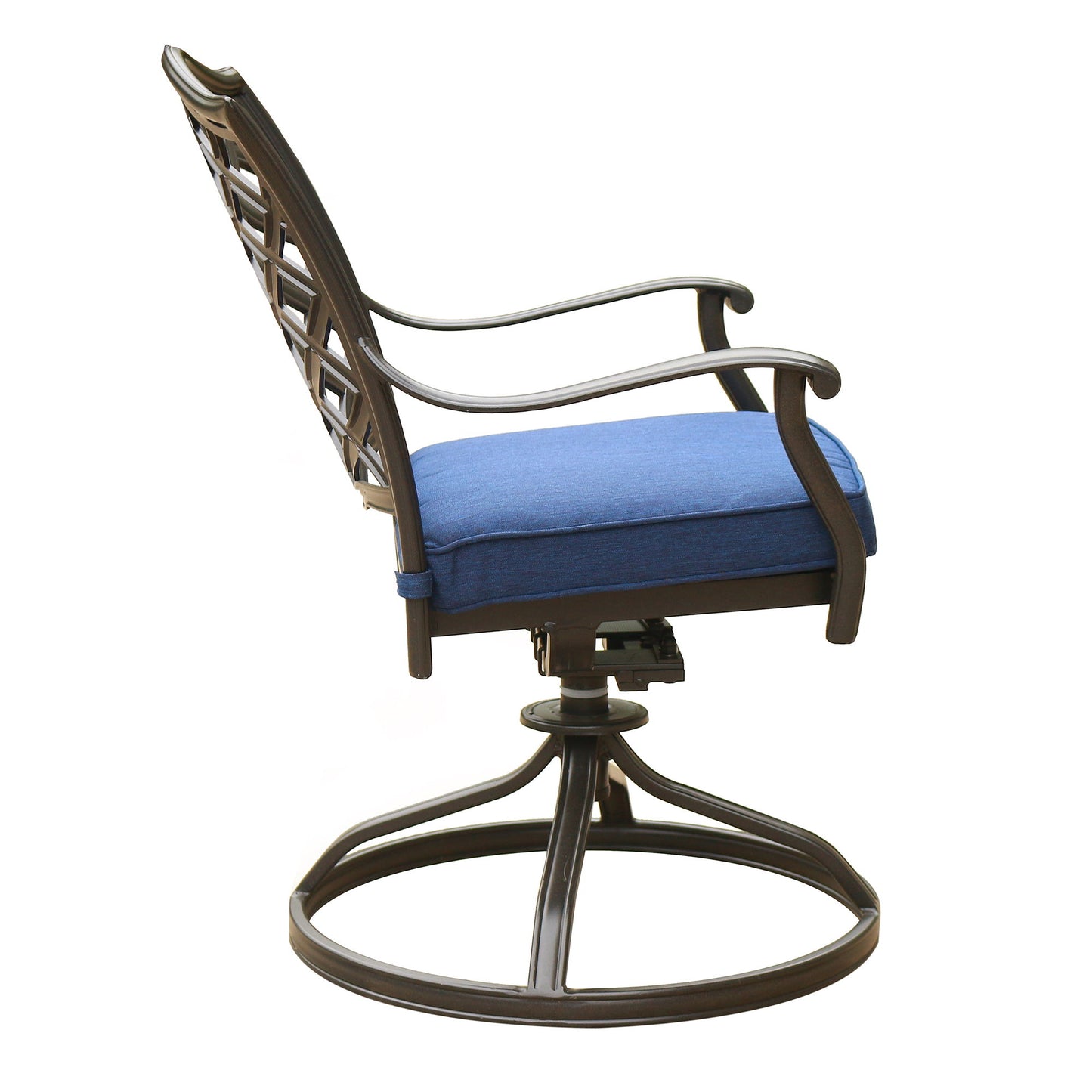 Outdoor Patio Aluminum Swivel Rocker Dining Chair With Cushion (Set of 2) - Navy Blue