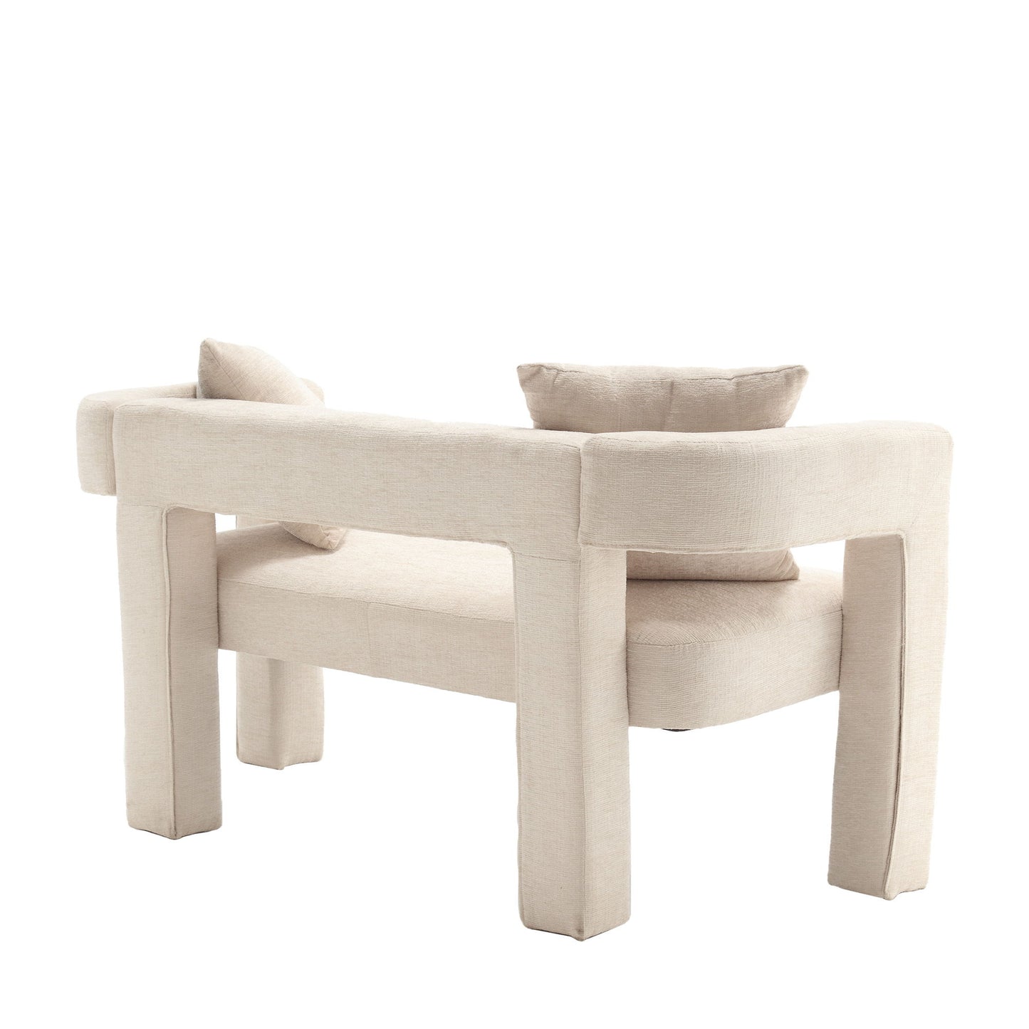 Modern Loveseat Sofa, Comfy Upholstered 2 Seater Sofa - Beige