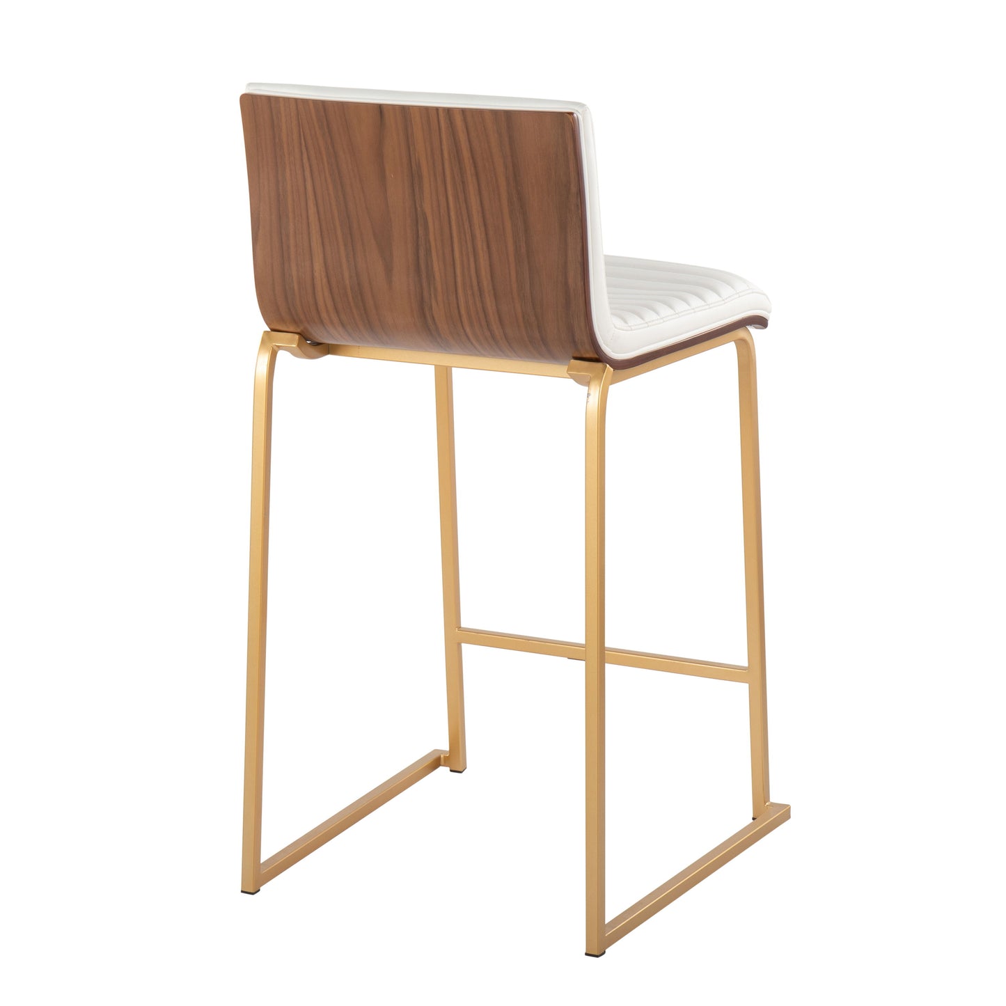 Mason Mara - Contemporary Fixed Height Counter Stool (Set of 2) - Gold / Walnut / White