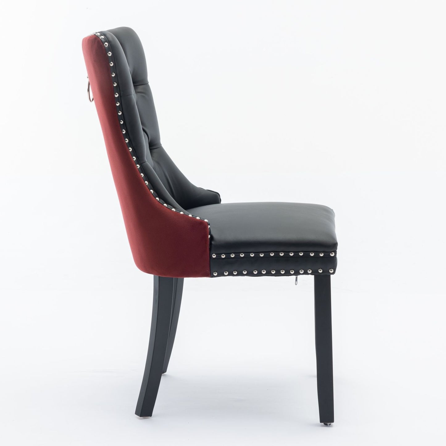 Nikki - Modern, High-End Tufted Solid Wood Contemporary And Velvet Upholstered Dining Chair With Wood Legs Nailhead Trim (Set of 2) - Black / Winered / Burgundy