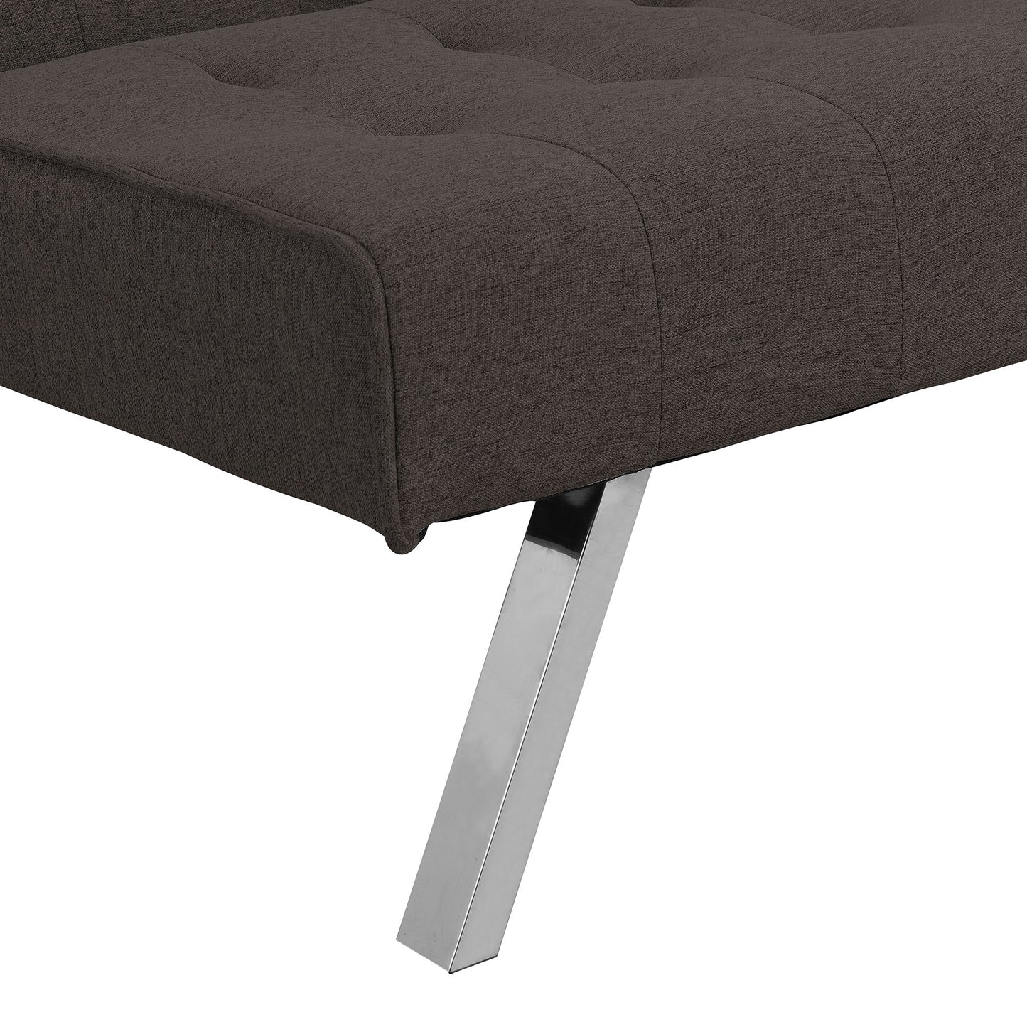 Faux Linen Wood Frame Futon Sofa Bed With Stainless Legs - Espresso