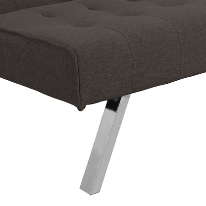 Faux Linen Wood Frame Futon Sofa Bed With Stainless Legs - Espresso