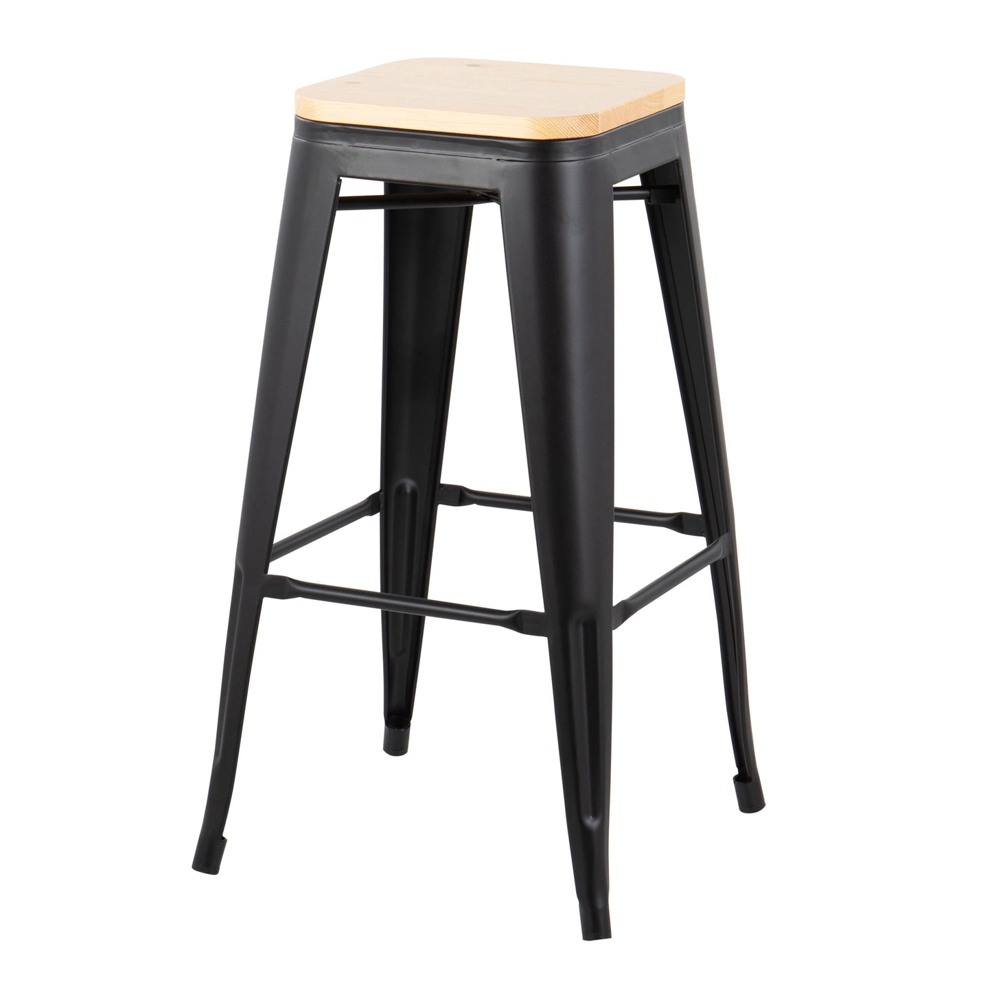 Oregon - Contemporary Barstool (Set of 2) - Black / Natural