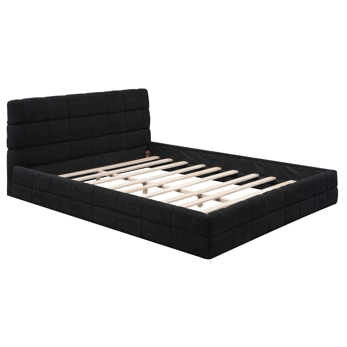 Queen Size Upholstered Platform Bed - Black
