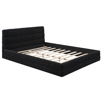 Queen Size Upholstered Platform Bed - Black