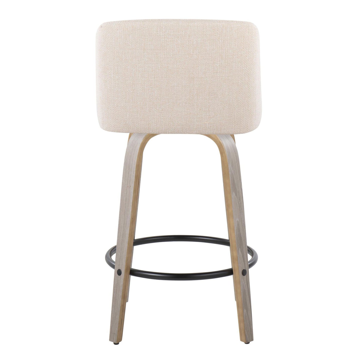 Toriano - Contemporary Fixed Height Counter Stool With Swivel And Round Footrest (Set of 2) - Light Gray / Cream