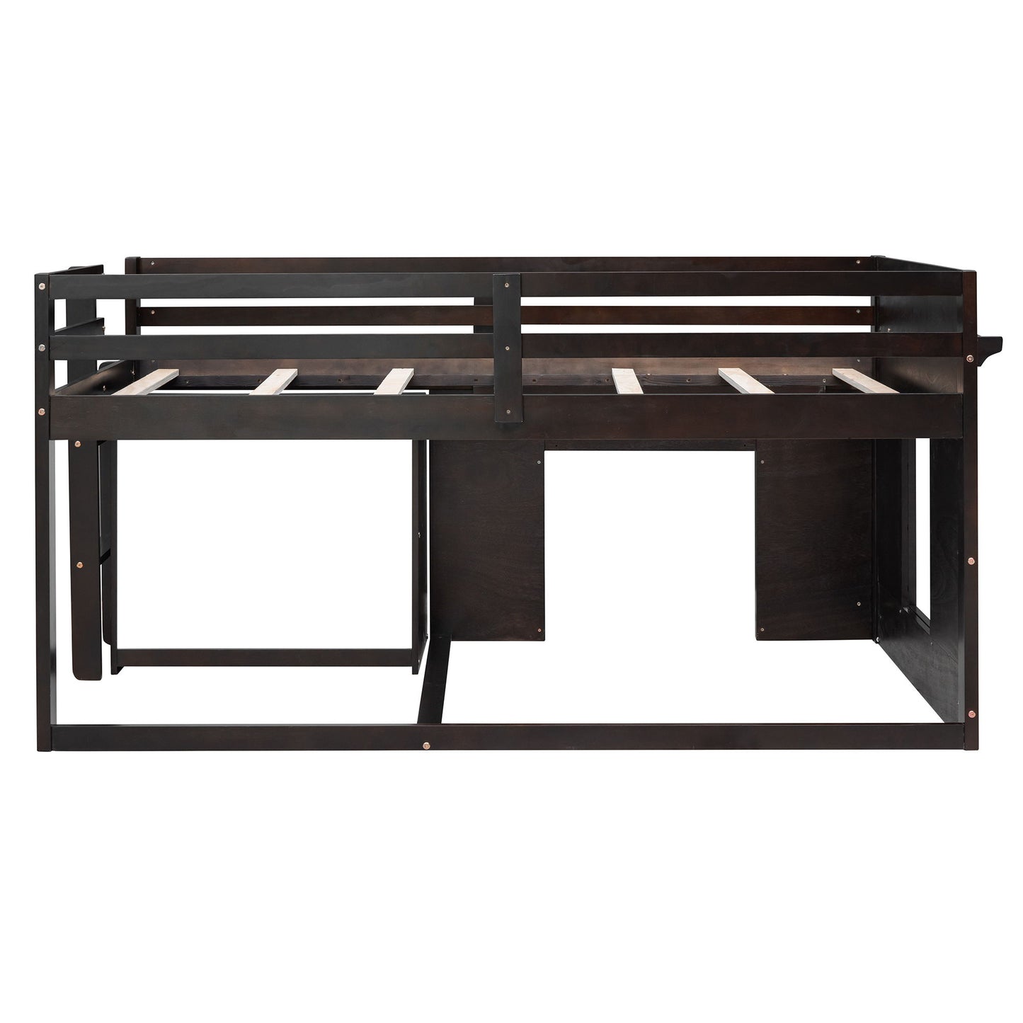Twin Size Loft Bed With Cabinet And Shelf - Espresso