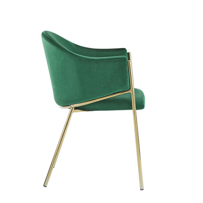 Modern Upholstered Dining Chair With Gold Metal Frame - Emerald / Gold