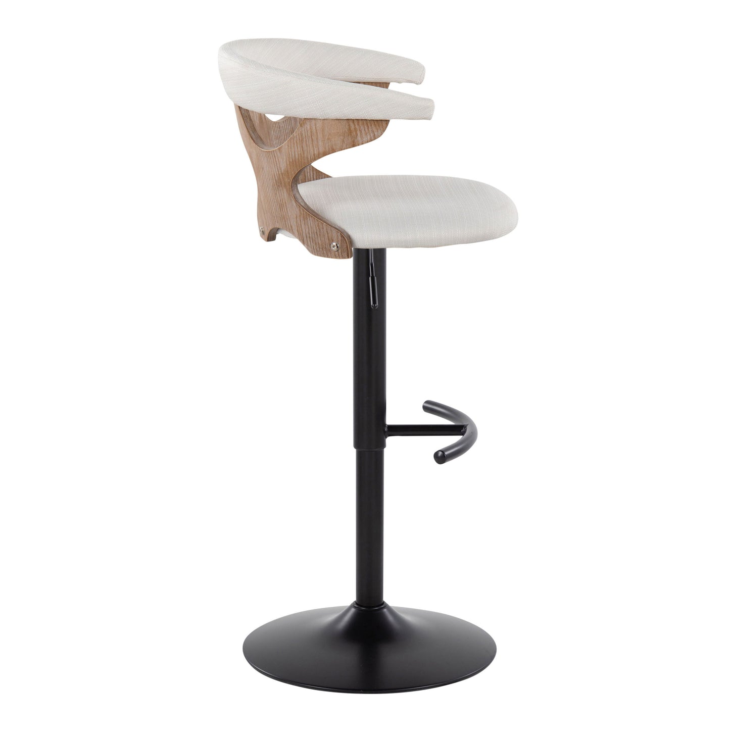 Gardenia - Contemporary Adjustable Barstool With Swivel With Rounded T Footrest (Set of 2) - Whitewashed / Black / Cream