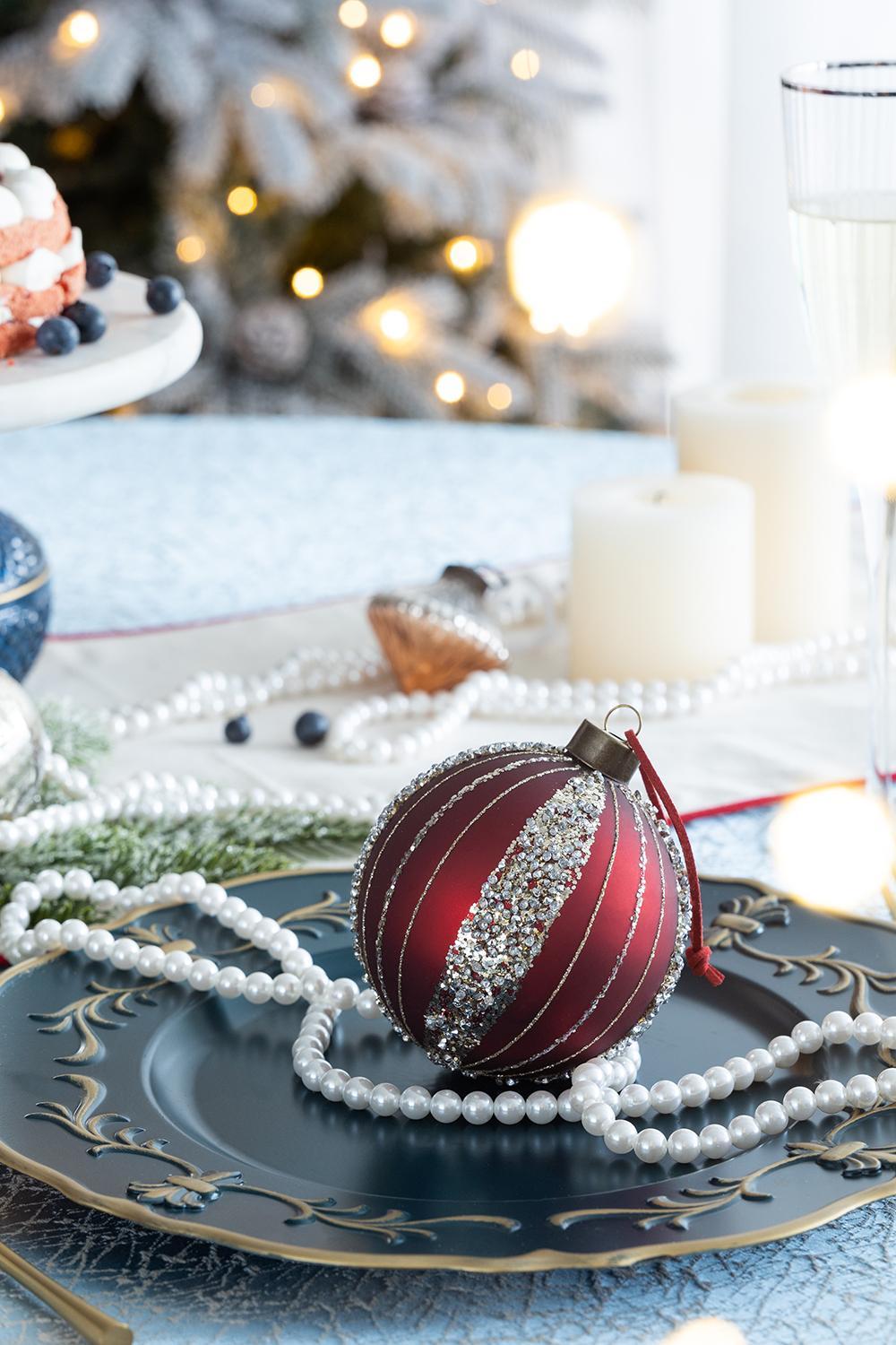 Christmas Ball Ornaments, Decorative Hanging Ball Christmas Tree Ornaments For Holiday Decorations (Set of 12) - Red