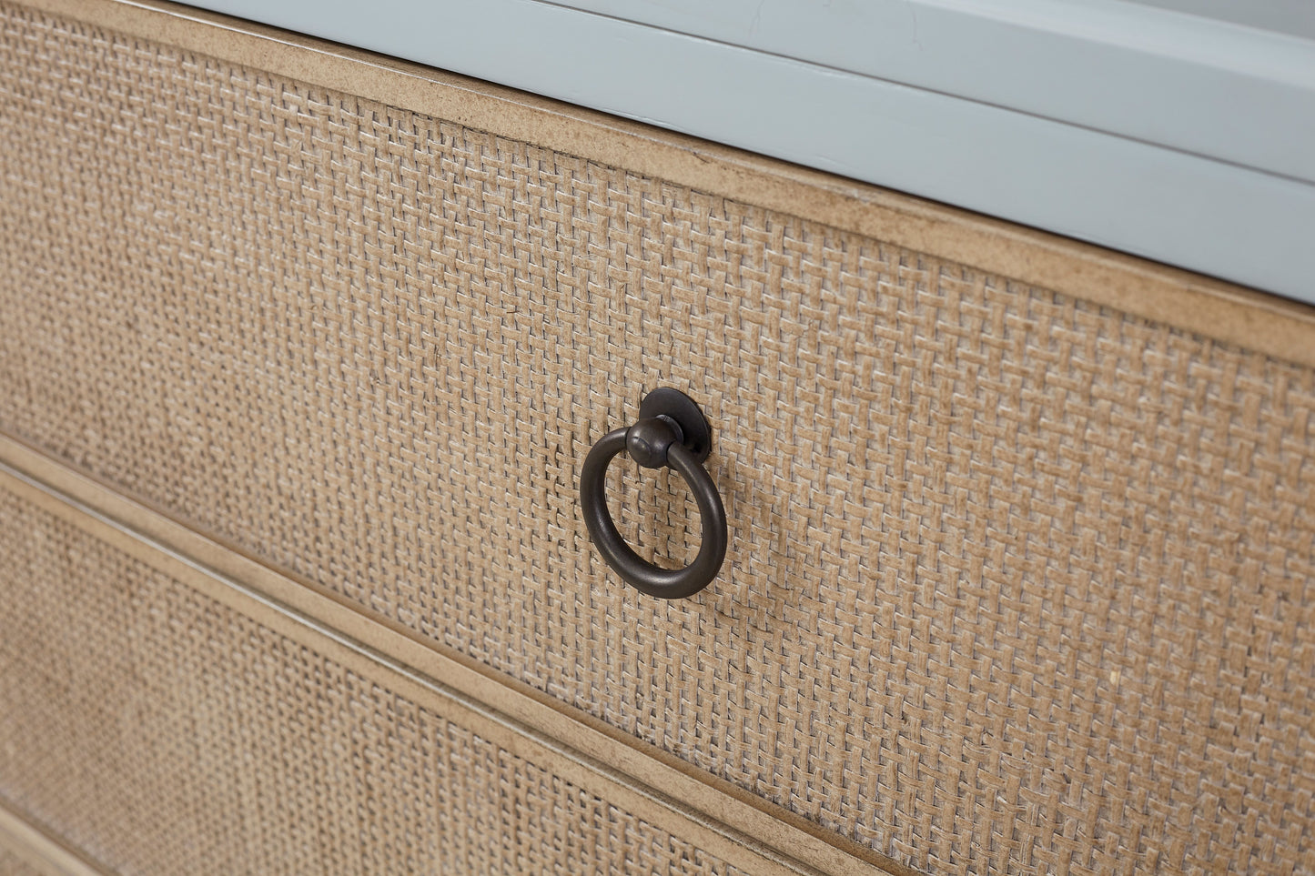 3 Drawers Hall Chest With Cane Fronts - Light Blue