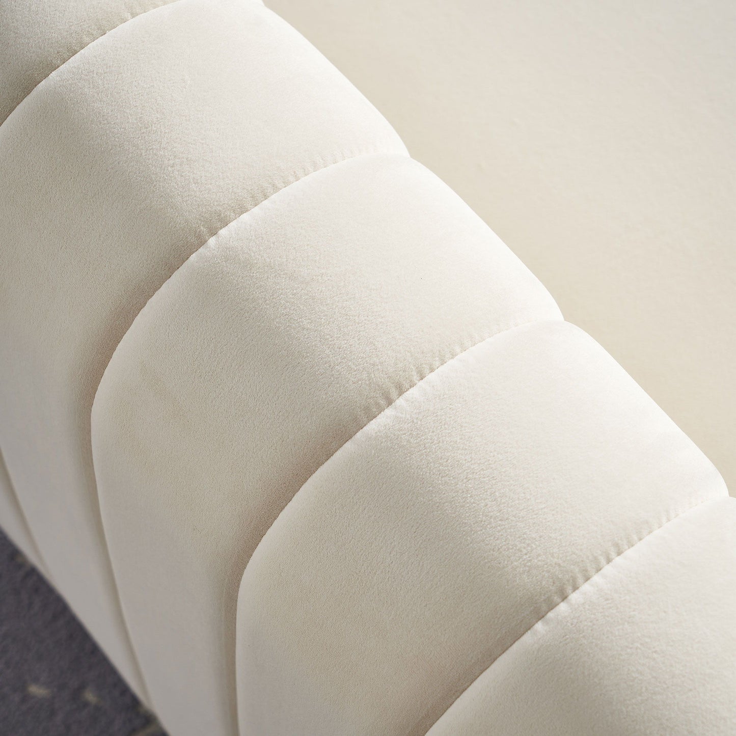 Contemporary Velvet Sofa Couch For Living Room - Beige