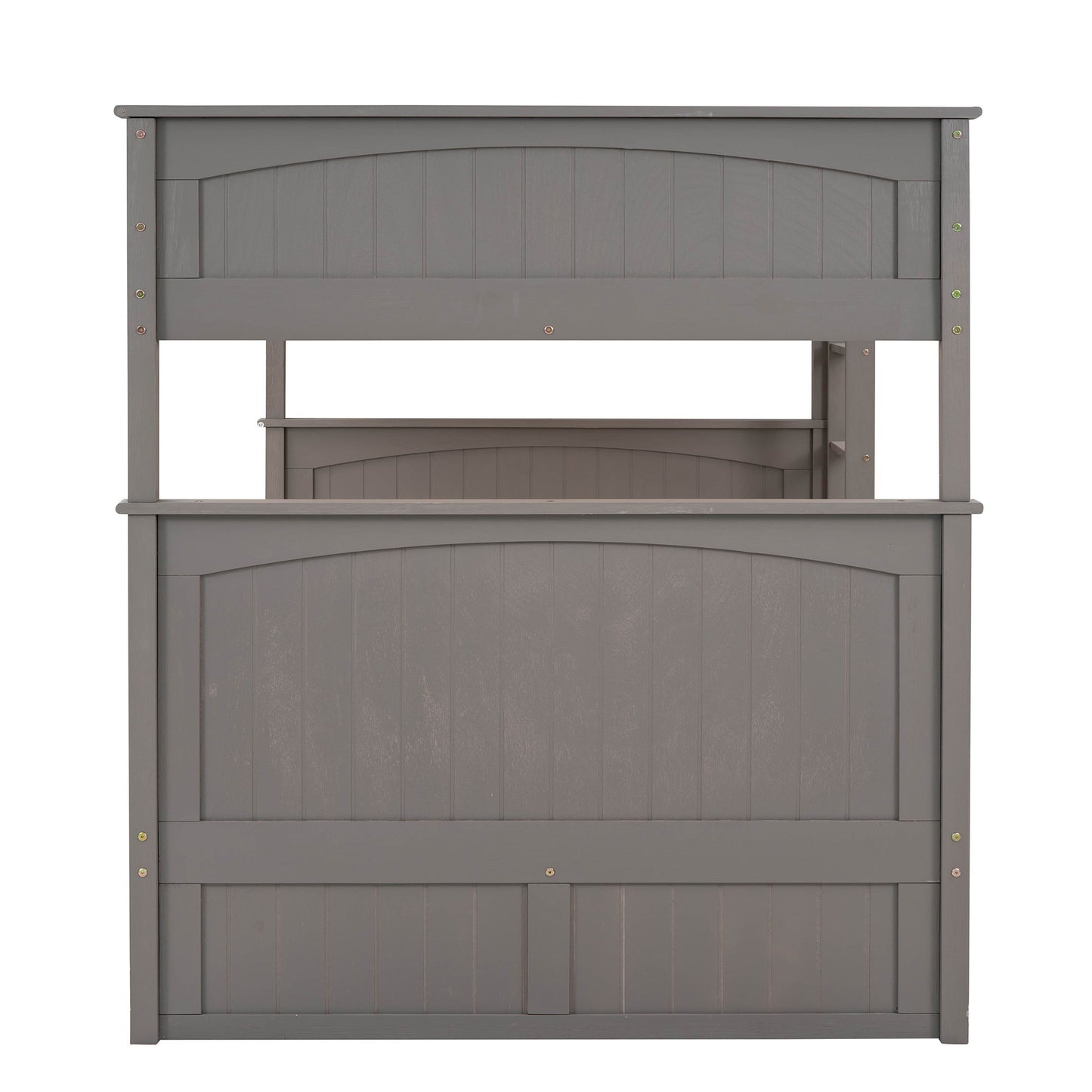 Full Over Full Bunk Bed With Twin Size Trundle, Guardrails - Brushed Gray