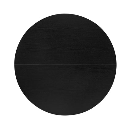 Modern Round Coffee Table With Grille Molding For Living Room, Bedroom, Or Balcony - Black