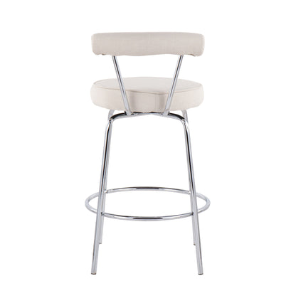 Rhonda - Contemporary Counter Stool (Set of 2) - Chrome / Cream