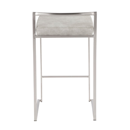 Fuji - Contemporary Stackable Counter Stool (Set of 3) - Light Gray