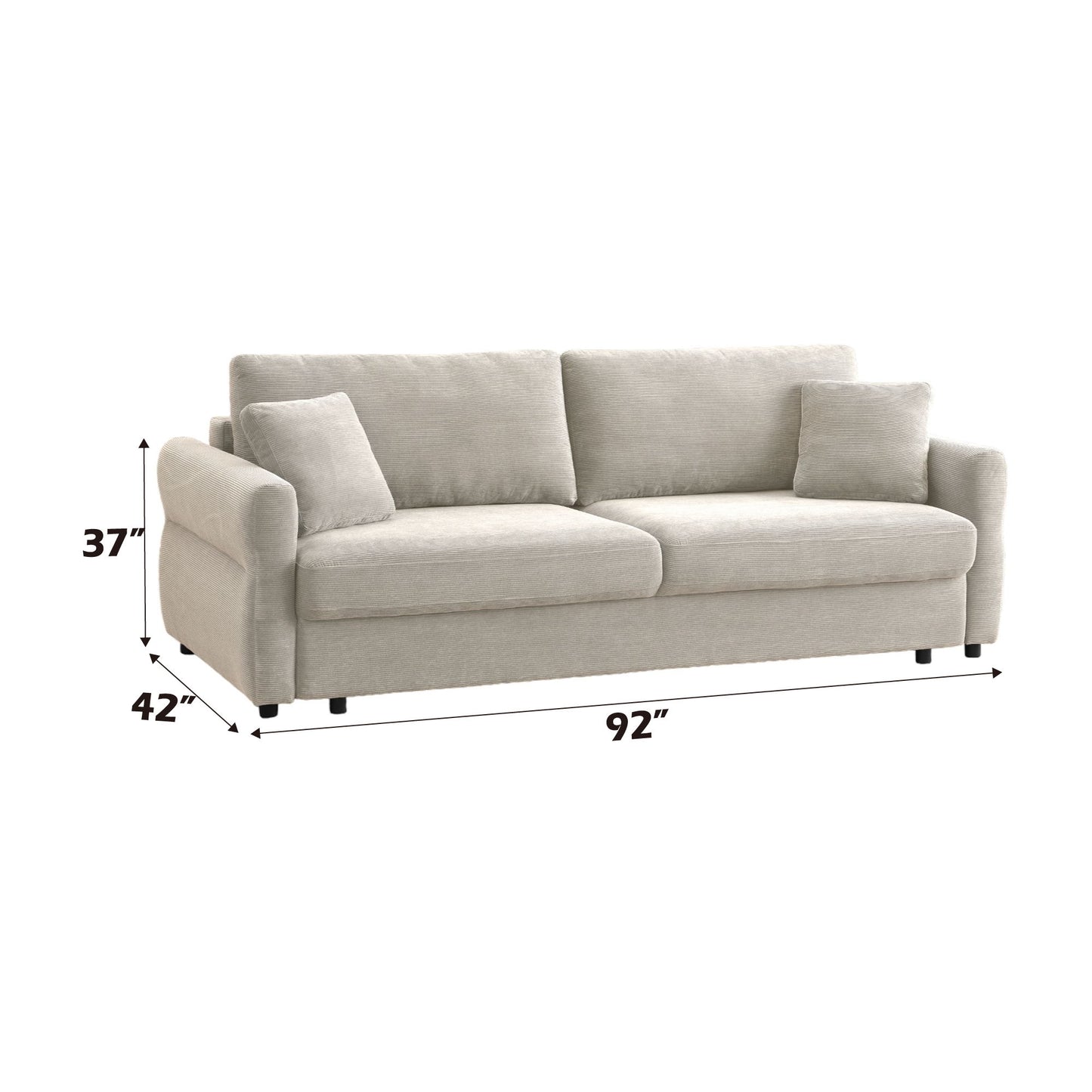 Haran - Pull Out Sleeper Sofa With Storage - Beige