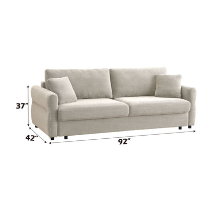 Haran - Pull Out Sleeper Sofa With Storage - Beige