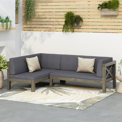 Brava - X Back Right Corner Bench (Set of 2) With Water Resistant Cushions - Dark Gray
