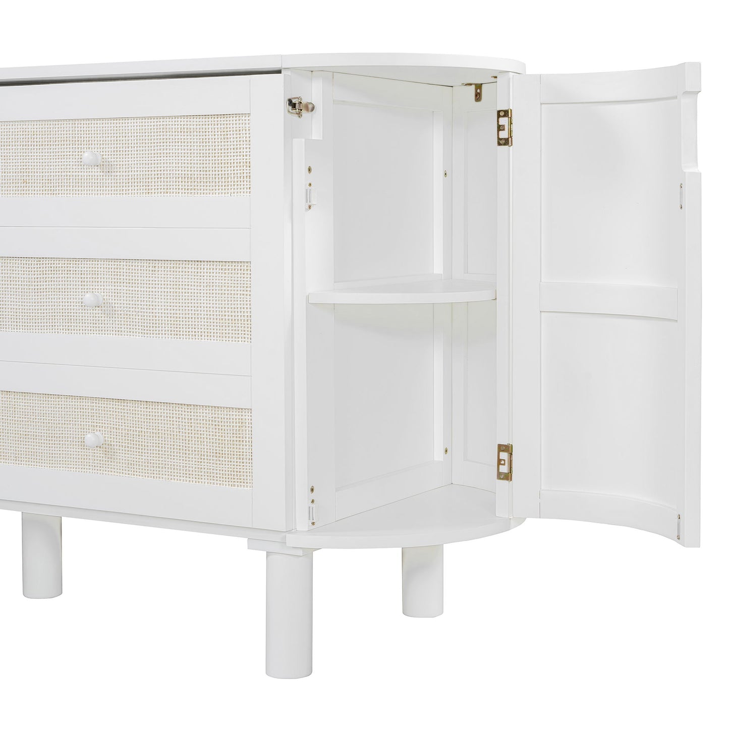 Queen Murphy Bed With Hidden Storage & Modern Woven Design - White