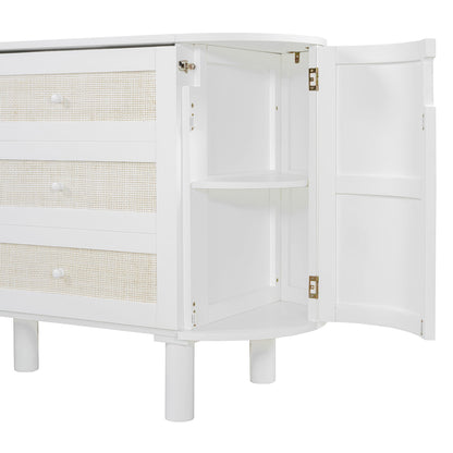 Queen Murphy Bed With Hidden Storage & Modern Woven Design - White