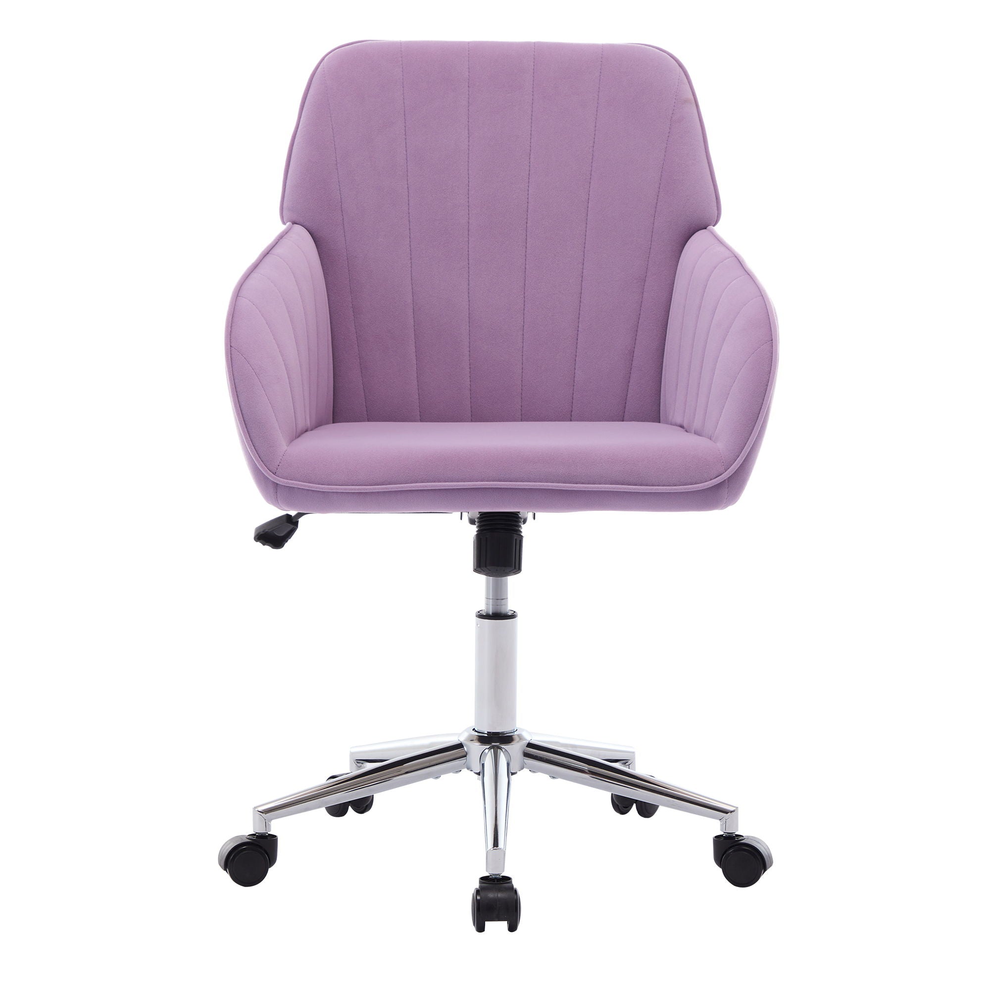 Ergonomic Swivel Office Chair, Comfortable Backrest Seat, Velvet, Adjustable For Home And Bedroom - Lilac