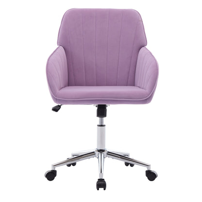 Ergonomic Swivel Office Chair, Comfortable Backrest Seat, Velvet, Adjustable For Home And Bedroom - Lilac
