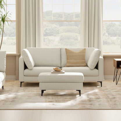 Ava - Mid Century Sofa, Upholstered - Cream