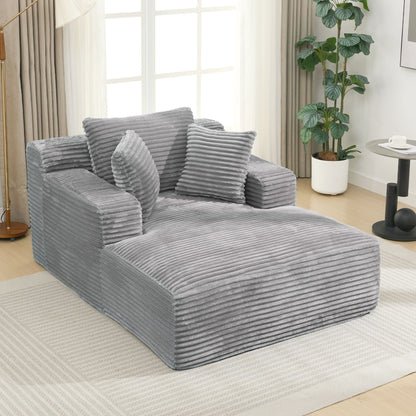 Modern Full Compressed Chaise Lounge Sofa Bed With Removable Pillows, Upholstered - Gray